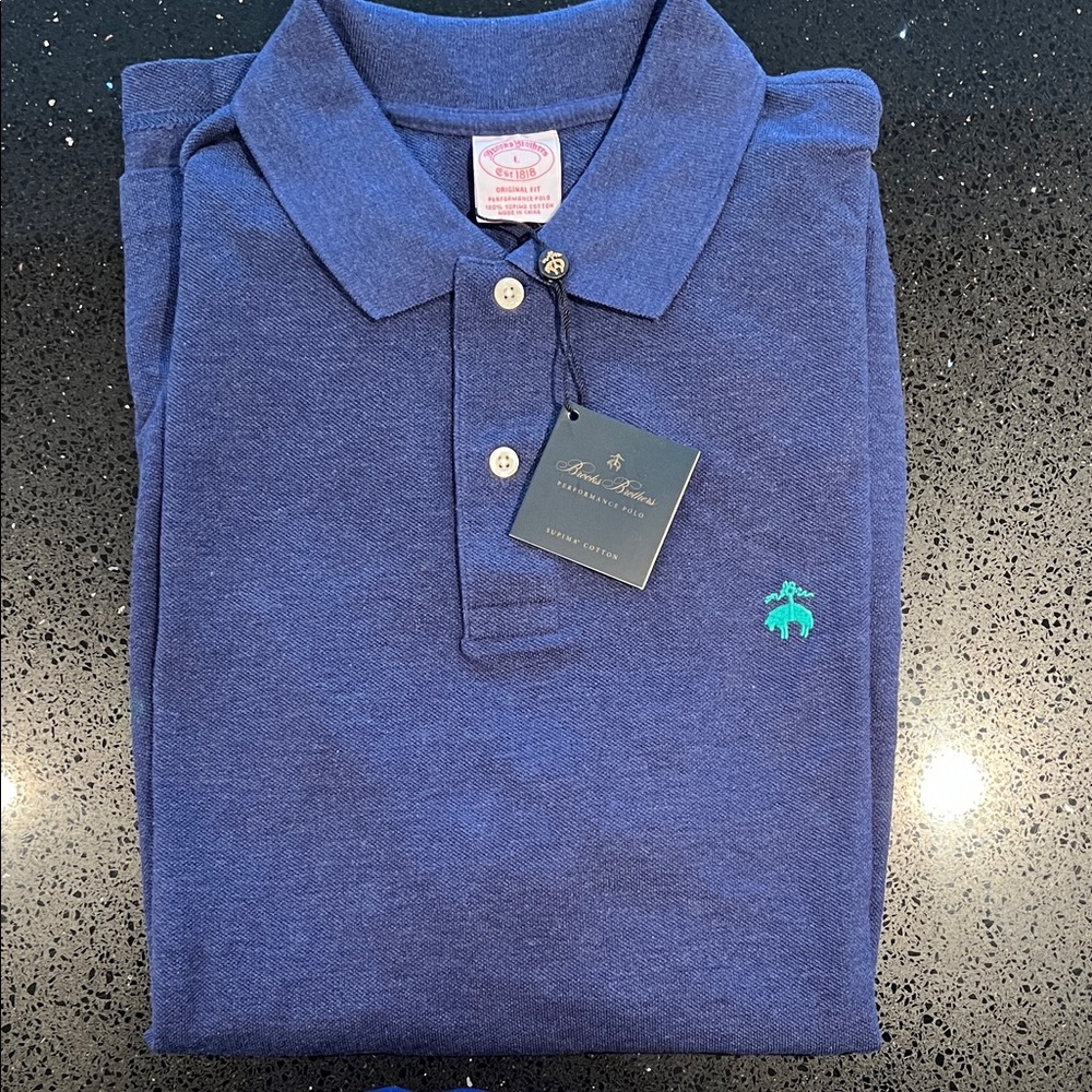 Brooks Brothers Navy Polo with Teal Embroidered Logo